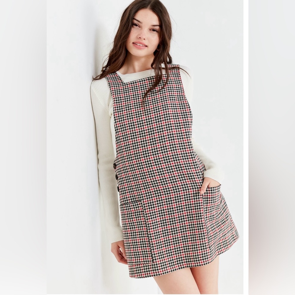 UO Checkered Pinafore Dress M